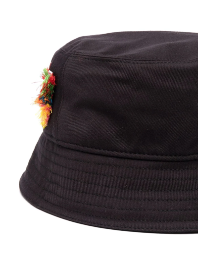 Shop Lanvin Logo-embroidered Fringed Hat In Schwarz