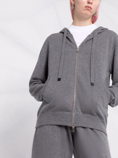 Shop Moncler Zip-up Hooded Cardigan In Grau