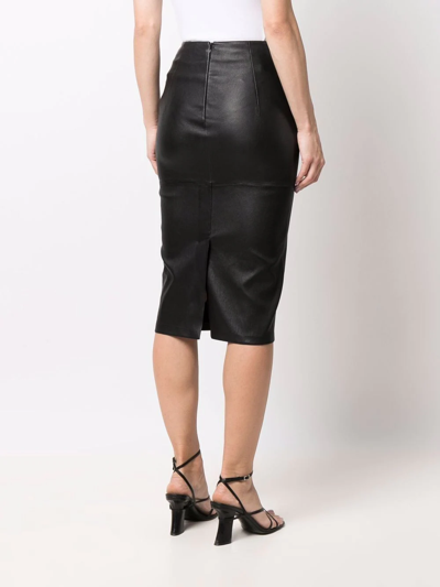 Shop Desa 1972 High-waisted Leather Pencil Skirt In Black