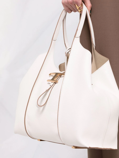 Tod's Leather Panelled Tote Bag In Weiss