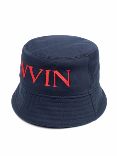 Shop Lanvin Jacquard Reversible Bucket Hat In Blau