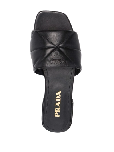 Shop Prada Triangle Quilted Sandals In Schwarz