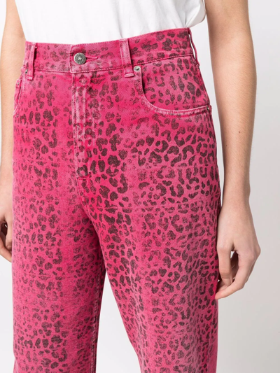 Shop Golden Goose Leopard-print High-waisted Jeans In Rosa