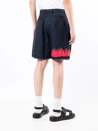 Shop Kolor Flame Print Tailored Shorts In Blau