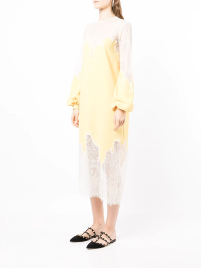 Costarellos Panelled Sheer Dress In Gelb