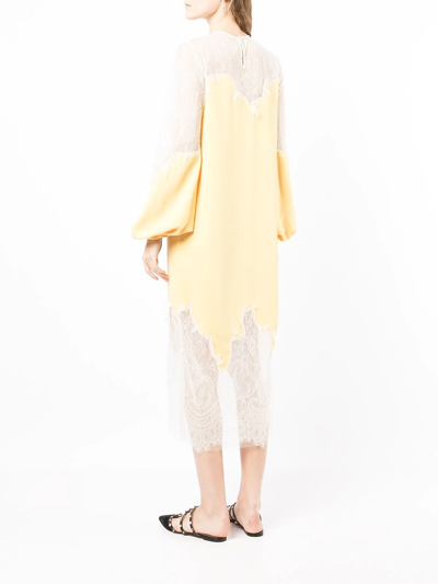 Costarellos Panelled Sheer Dress In Gelb