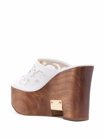 Shop Dolce & Gabbana Open-toe Platform-sole Mules In Weiss