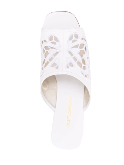Shop Dolce & Gabbana Open-toe Platform-sole Mules In Weiss