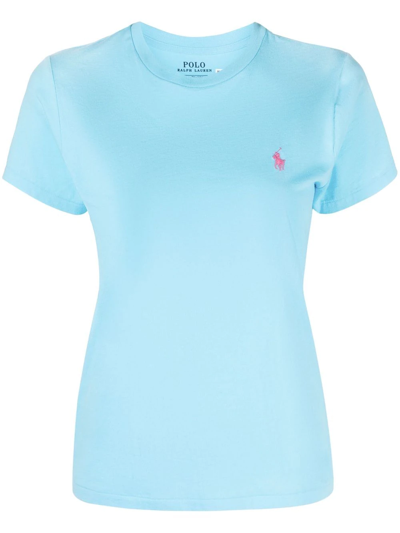 Shop Polo Ralph Lauren Polo Pony Embroidered-logo T-shirt In Blau