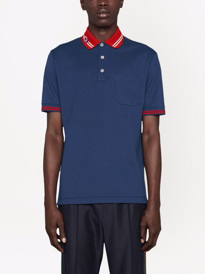 Shop Gucci Interlocking G Polo Shirt In Blau