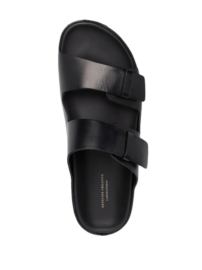 Shop Officine Creative Double Strap Flat Sandals In Schwarz