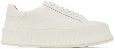 Shop Jil Sander Off-white Agnellato Oversize Sole Sneaker In 100 White