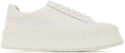 Jil Sander White Leather Platform Low-top Sneakers In 100 White