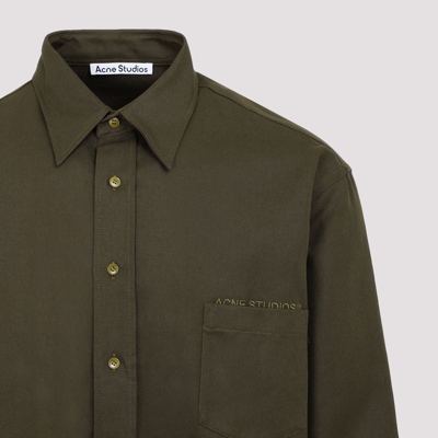 Acne Studios Cotton & Linen Twill Button-up Shirt In Byi Dark