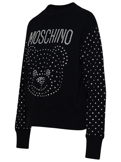 Shop Moschino Black Cotton Teddy Sweatshirt