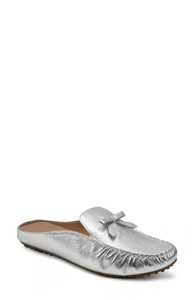 Shop Aerosoles Bowie Bow Mule In Silver Metallic Leather