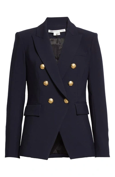 Veronica Beard Miller Dickey Double-breasted Grain De Poudre Blazer In Navy