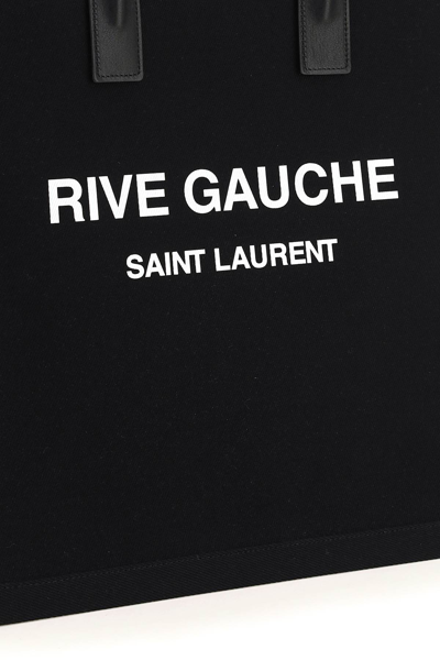 Shop Saint Laurent Rive Gauche N/s Canvas Tote Bag In Black