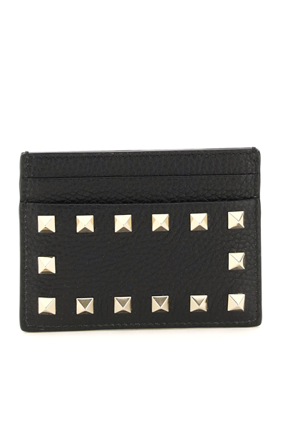 Shop Valentino Rockstud Cardholder In Black