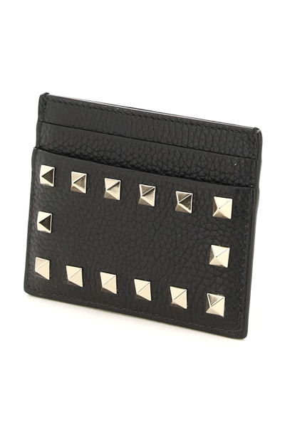 Shop Valentino Rockstud Cardholder In Black