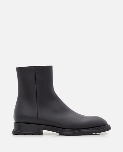 Shop Alexander Mcqueen Chelsea Leather Boot In Black