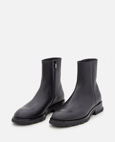 Shop Alexander Mcqueen Chelsea Leather Boot In Black