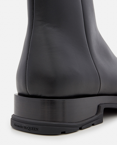 Shop Alexander Mcqueen Chelsea Leather Boot In Black