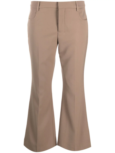 Shop Ami Alexandre Mattiussi Cropped Flared Trousers In Brown