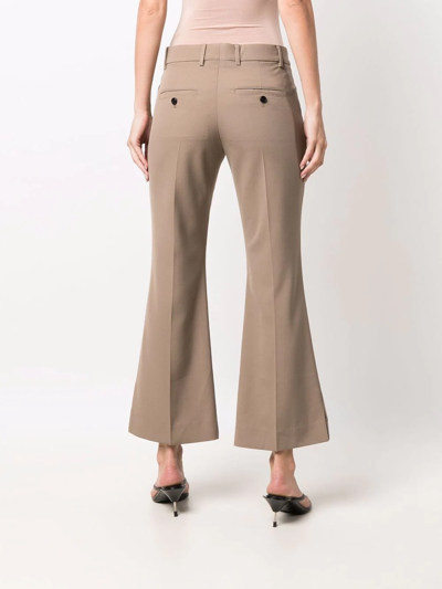 Shop Ami Alexandre Mattiussi Cropped Flared Trousers In Brown