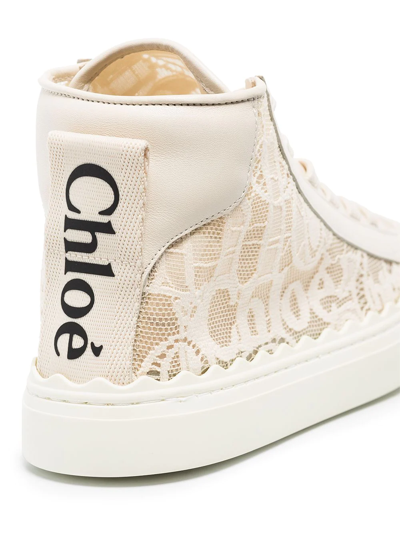 Shop Chloé Lauren Lace High-top Sneakers In Neutrals