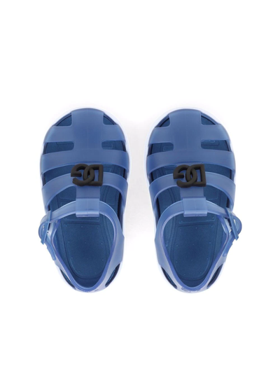 Shop Dolce & Gabbana Dg-logo Jelly Shoes In Blue
