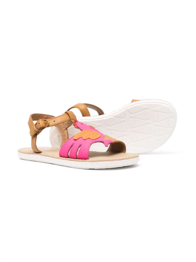 Shop Camper Miko Buckle Leather Sandals In Brown