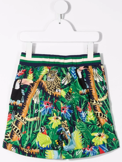 Shop Kenzo Tropical-print Shorts In Blue