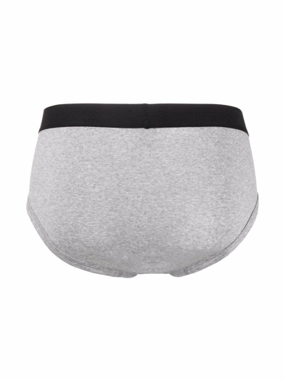 Shop Tom Ford Logo-waistband Cotton Briefs In Grey
