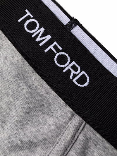 Shop Tom Ford Logo-waistband Cotton Briefs In Grey