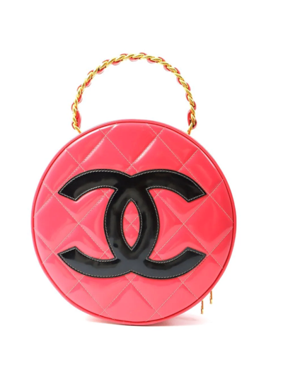 Pre-owned Chanel 1995 Cc Diamond-quilted Vanity Bag In Pink