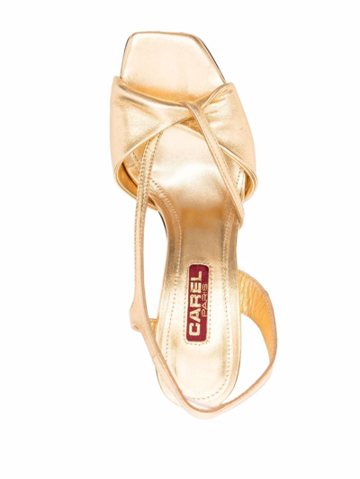 Shop Carel Twist-detail Metallic-finish Sandals In Gold