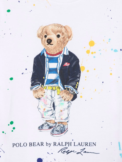 Ralph Lauren Kids' Polo Bear Paint-splatter T-shirt (5-7 Years) In White |  ModeSens