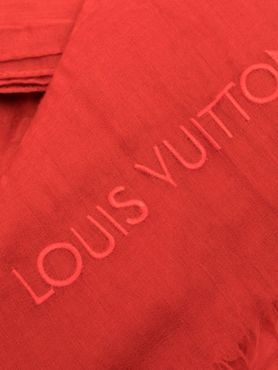 Pre-owned Louis Vuitton 磨损边披肩（2010年代典藏款） In Red