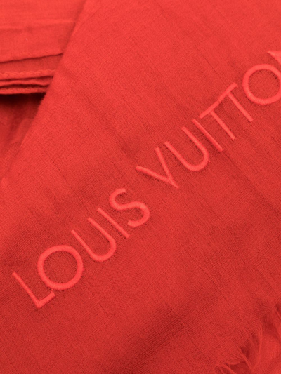 Pre-owned Louis Vuitton 2010s  Frayed Cashmere Shawl In Red