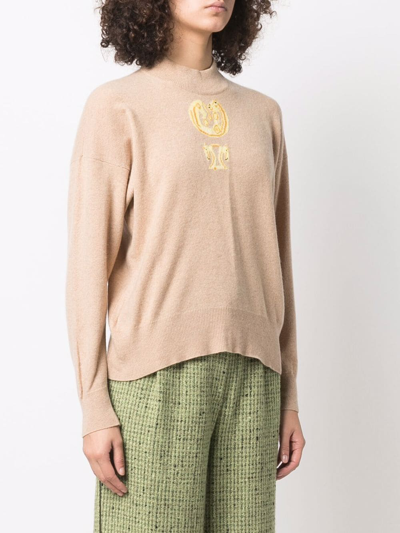 Pre-owned Hermes 1980  Horse-head Cashmere Jumper In Neutrals