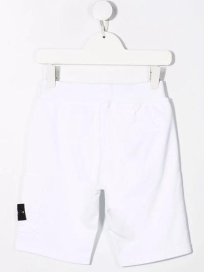 Shop Stone Island Junior Side Logo-patch Shorts In White