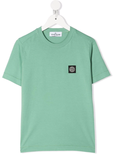 Shop Stone Island Junior Chest Logo-patch T-shirt In Green