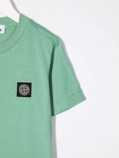 Shop Stone Island Junior Chest Logo-patch T-shirt In Green