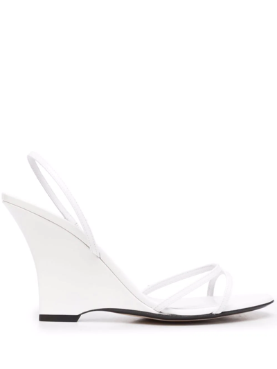 Shop Alevì Slingback Wedge Sandals In White