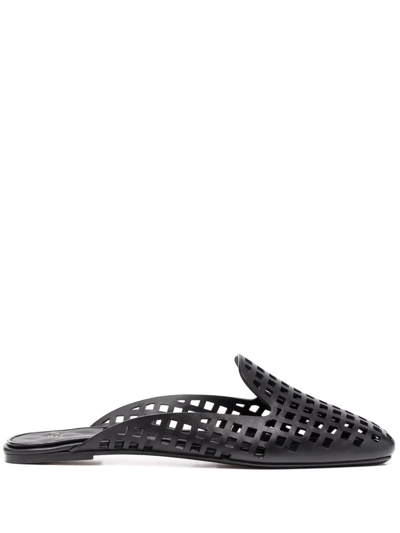 Shop Alevì Backless Caged-toe Loafers In Black