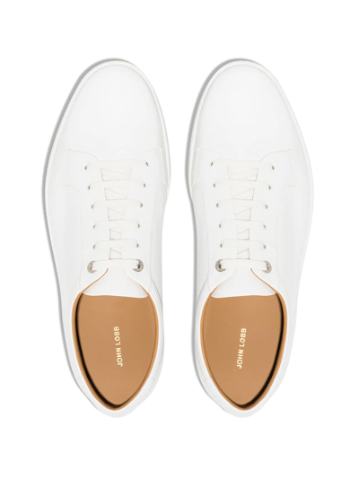 Shop John Lobb Molton Leather Low-top Sneakers In White