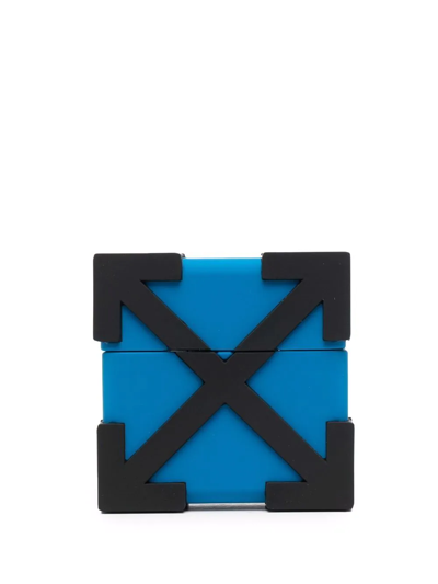 Shop Off-white Arrow-embellished Airpods Case In Blue