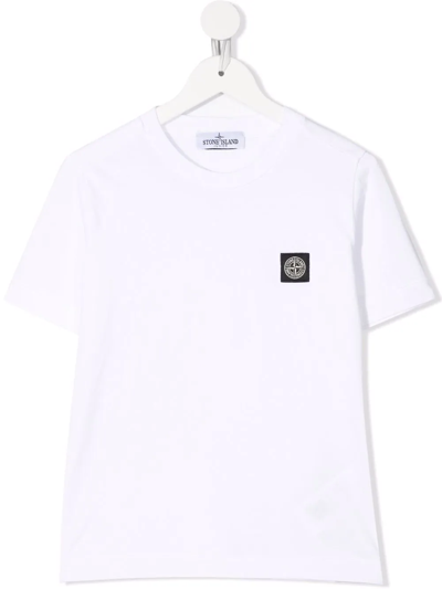 Shop Stone Island Junior Chest Logo-patch T-shirt In White