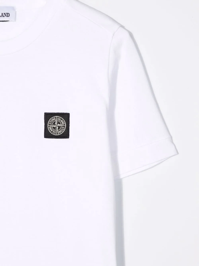Shop Stone Island Junior Chest Logo-patch T-shirt In White